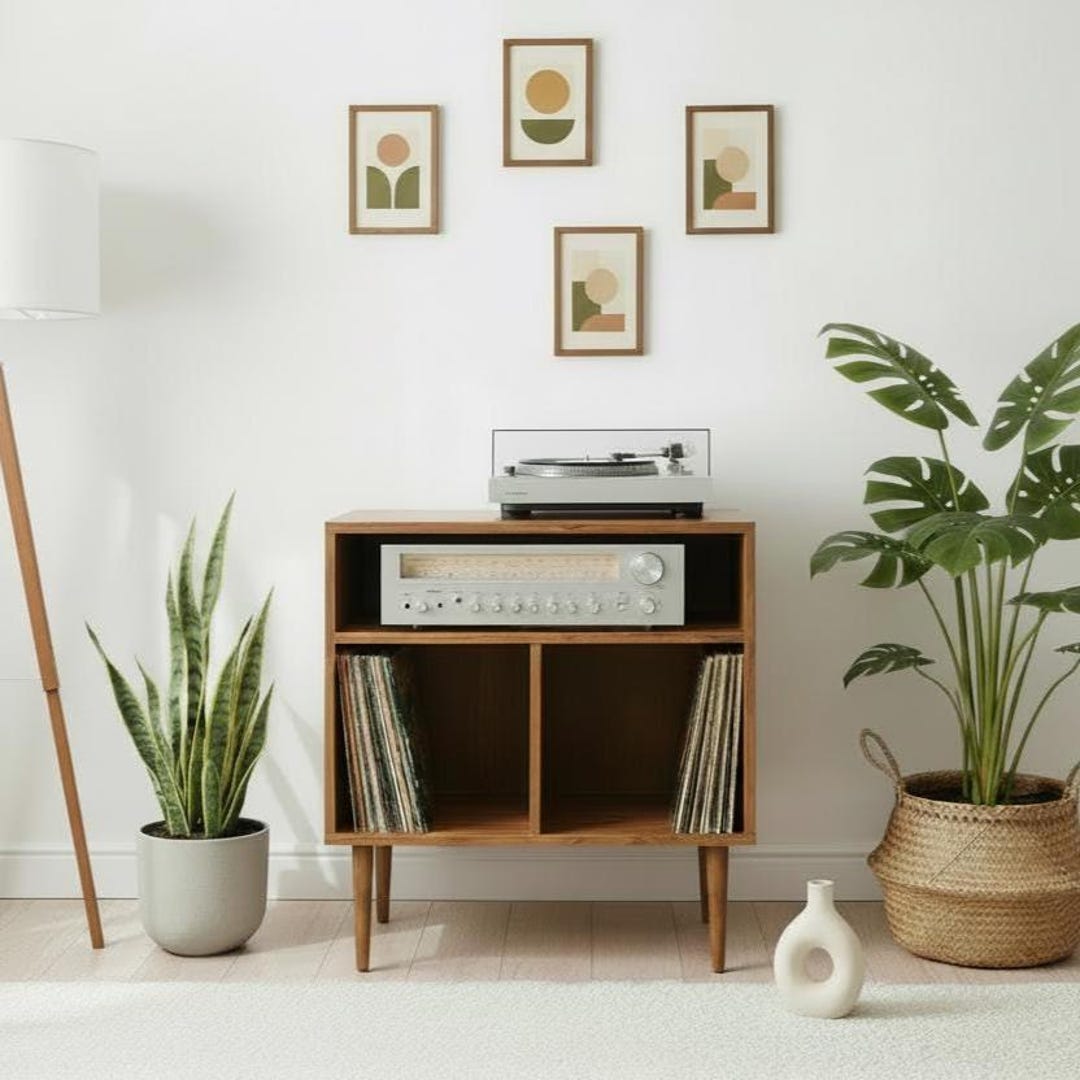 Handmade Solid Wood Record Player Stand: Vinyl LP Storage Cabinet - Etsy