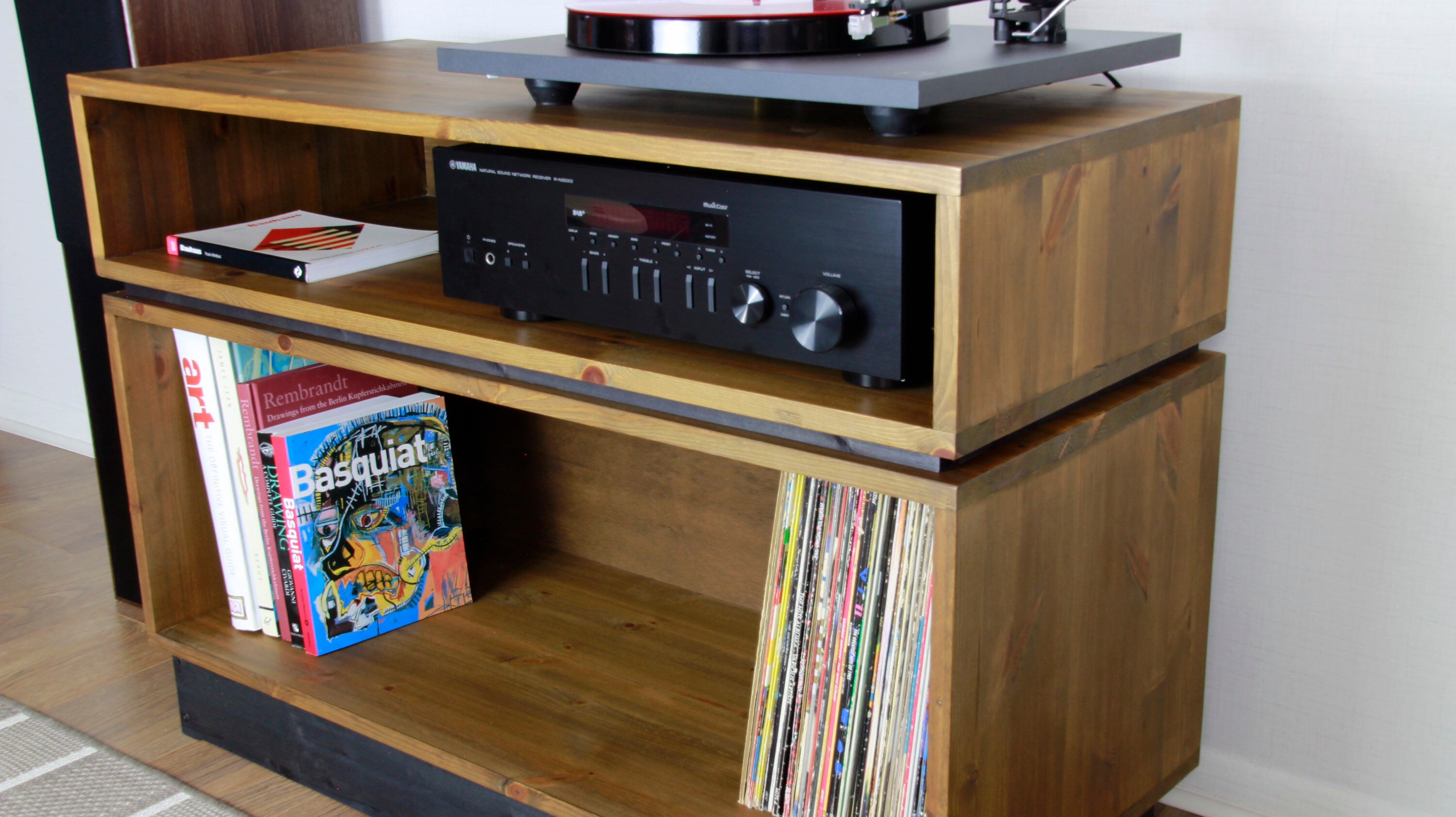 Soporte Para Tocadiscos De Vinilo Con Ruedas - Mueble Almacén Para 120 Discos, 140 Kg De Capacidad, Medidas 43x53.4x73.6 Cm