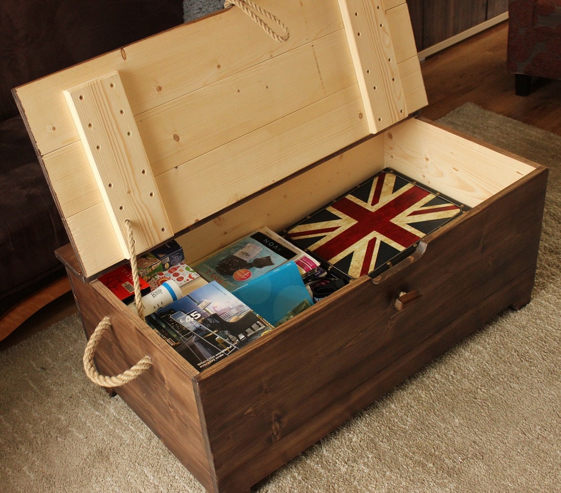 Rustic Storage Box Made With Solid Wood Ottoman Blanket Box Etsy