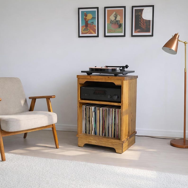 Handmade Solid Wood Record Player Stand: Vinyl Storage Cabinet - Etsy UK