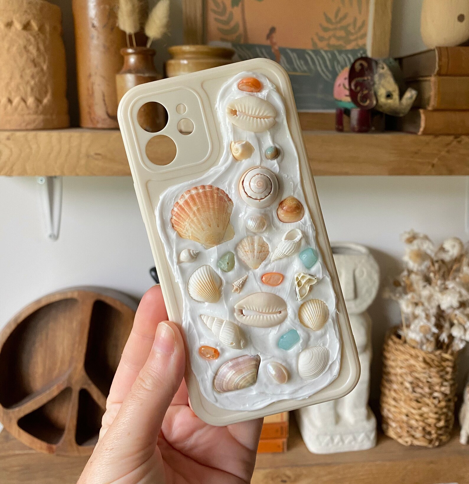 Handmade Seashell Coastal Phone Case Subtle Colour Design Etsy