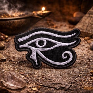 Naszywka z Okiem Horusa/Naszywka do prasowania/Egipskie symbole i herb/Oko Wedjat Udjat/Ochrona/Haftowana aplikacja do naszycia na kamizelkę/kurtkę