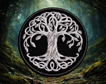 Tree of Life Celtic iron-on embroidered applique for Clothing Jacket, Christian Signs & Symbols, sew on embroidery, Biker Badge, Celtic