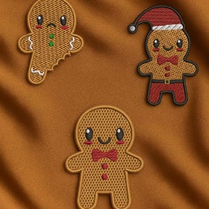 Cute Ginger Bread Man *3 PACK* Christmas Embroidered Iron On Patch Magic Holidays Fun Badge for Stockings Backpack Bags Vest Jacket Clothing