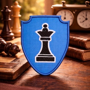 Black Queen Chess Piece Patch/Iron-On Patch/Strategy Board Game/Geeks & Gamers Hobby/Embroidered Sew-On Applique for Clothing Vest/Jacket