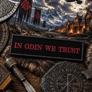 In Odin We Trust Patch/Iron-On Patch/Vikings Fan/Pagan Gods/Norse Mythology/Embroidered Sew-On Applique for Clothing Vest/Jacket Backpack