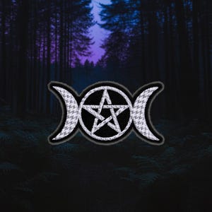 Toppa ricamata con simbolo della dea della tripla luna, benessere spirituale pagano, protezione curativa per zaini, borse, gilet, giacche, abbigliamento