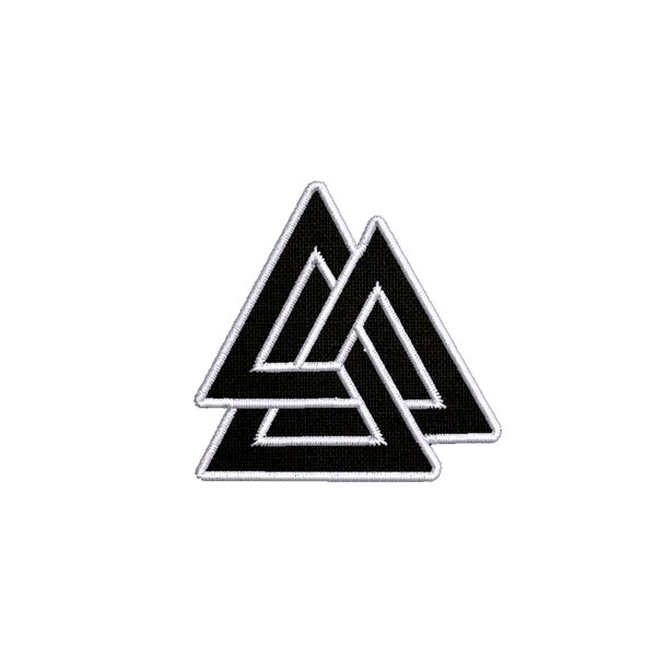 Noir VALKNUT KNOT PATCH fer à repasser brodé Odin Norse Mythologie applique Germanique Décoratif Personnalisé Signes & Symboles Coudre Sur Broderie