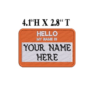 Custom "Hello My Name Is" Patch Personalized Embroidered Iron-on/Sew-on Applique Costume Backpack Bag Vest Jacket Jean Denim Clothing Gift