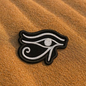 Eye of Ra or Eye of Re Symbol Crest Embroidered Iron On Patch Feminine Ancient Egyptian Mythology for Backpack Bags Vest Jacket Clothing