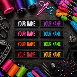 Custom Your Name Tag 3.5" W x 1" T Embroidered Iron On Patch Sew On for Uniform Luggage Costume Backpack Bag Vest Jacket Clothing Biker