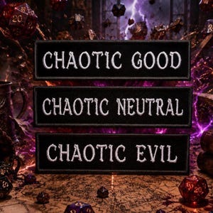 Set of 3 Chaotic Alignment Patch/Iron-On Patch/Geeks & Gamers/DnD Tabletop/Embroidered Sew-On Applique for Clothing Vest/Jacket Hat Backpack