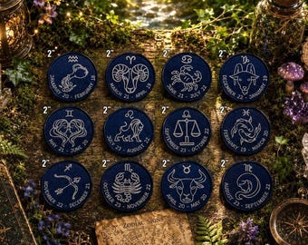 Zodiac Sign Astrology Patch/Iron-On Patch/Birthday Gift/Signs & Symbols/Embroidered Sew-On Applique for Clothing Vest/Jacket Hats Backpack