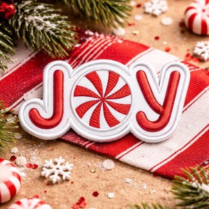 Cute Joy Mint Candy Christmas Embroidered Iron On Patch Costume Magic Holidays Fun Badge for Stockings Backpack Bags Vest Jacket Clothing