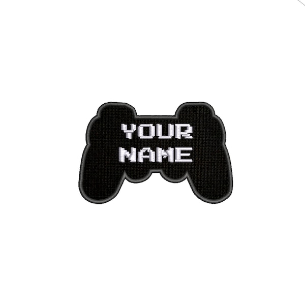 Custom Your Name 4" W x 2.5" T Game Controller Embroidered Iron On Patch Sew On Retro for Halloween Costume Backpack Vest Jacket Clothing
