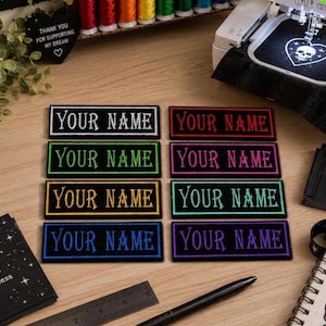 Personalize Patch Custom Your Name Tag " YOUR NAME" Embroidered DIY Iron-on/Sew-on Applique Uniform Costume Bags Vest Jacket Clothing Biker