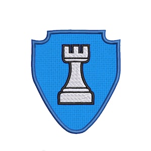 White Rook Chess Piece Patch Embroidered DIY Iron-on/Sew-on Applique Backpack Bag Vest Jacket Clothing Jeans Hats Board Game Hobby Strategy