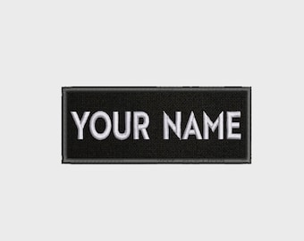 Custom Your Name Tag Small 3&quot; x 1&quot; Embroidered Iron On Patch Sew On Hook Back for Uniform Luggage Costume Backpack Bag Vest Jacket Clothes