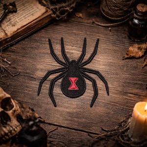 Black Widow Spider Embroidered Iron On Patch Halloween Costume Magic Evil Witches Ghosts Custom for Backpack Bags Vest Jacket Clothing Jeans