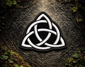Triquetra Dreifaltigkeitsknoten keltisches Aufbügeln für Kleidung, Jacke, christliche Zeichen und Symbole, Stickerei, Biker-Abzeichen