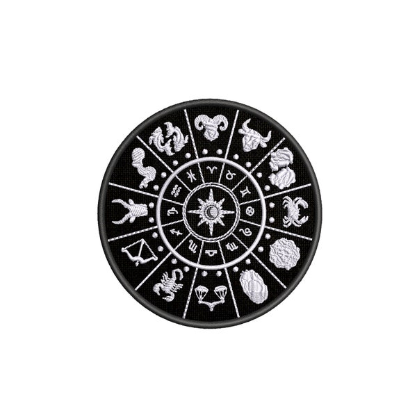 Astrología Signos del zodiaco Símbolos Hierro bordado en / Coser en parche Bordado personalizado Estrellas Animales Cresta Tierra Agua Fuego Cielo Fresco