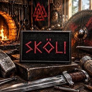 Skol "Good Health" Patch/Iron-On Patch/Norse Mythology/Vikings Pagan Gods/Embroidered Sew-On Applique for Clothing Vest/Jacket Backpack
