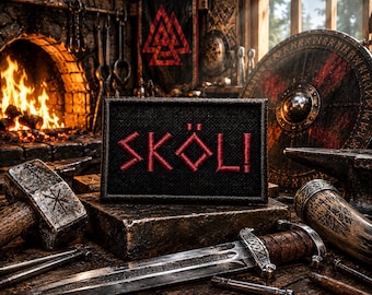Skol "Good Health" Patch/Iron-On Patch/Norse Mythology/Vikings Pagan Gods/Embroidered Sew-On Applique for Clothing Vest/Jacket Backpack
