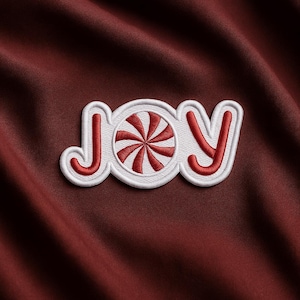 Cute Joy Mint Candy Christmas Embroidered Iron On Patch Costume Magic Holidays Fun Badge for Stockings Backpack Bags Vest Jacket Clothing