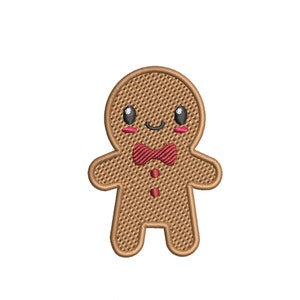 Cute Red Bow Ginger Bread Man Christmas Embroidered Iron On Patch Magic Holidays Fun Badge for Stockings Backpack Bags Vest Jacket Clothing