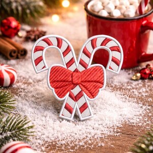 Candy Cane Patch/Iron-On Patch/Decorative DIY Craft Projects/Embroidered Sew-On Applique for Stocking Clothing Vest/Jacket