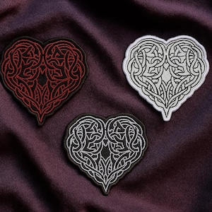 Corazón con nudo celta, aplique bordado termoadhesivo de mitología germánica, símbolos y signos decorativos personalizados para coser.