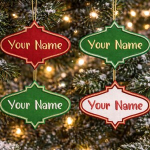 Cute Christmas Ornament Personalized Name *MULTIPLE COLORS* Embroidered Custom Iron On Patch Sew On for Stockings Hats Costume Backpack Bag
