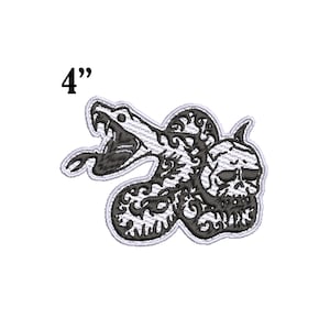 Snake Skull Tribal Embroidered Iron-On/Sew-On Patch Halloween Costume Scary Custom for Backpack Bags Vest Jacket Clothing Jeans Hats