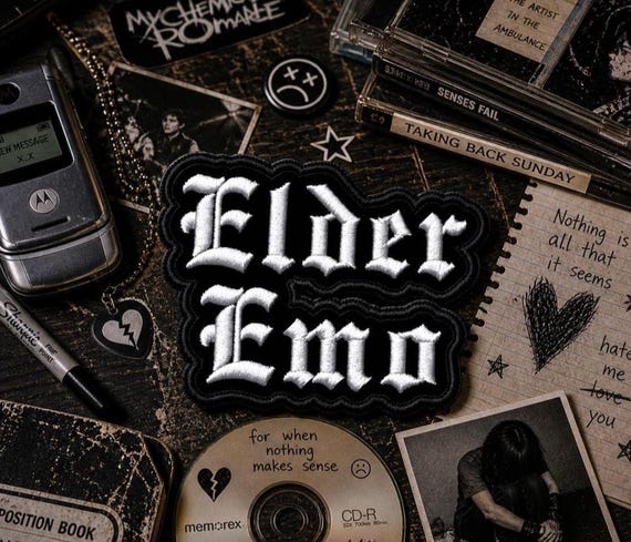 Elder Emo Patch/Iron-On Patch/Alternative Rock Music/Goth Gothic/Embroidered Sew-on Decorative Applique Clothing Vest/Jacket Hats Backpack