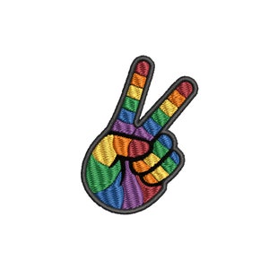 Pride Peace Sign LGBTQA+ Love Embroidered Iron On Patch Hippie Woodstock flower Boho Fun Custom for Backpack Bags Vest Jacket Clothing Jeans