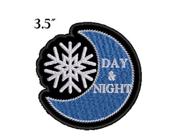 Moon Patch w/Day and Night Snow Flake Embroidered DIY Iron-on/Sew-on Applique Backpack Bag Vest Jacket Clothing Jeans Hats Gift Space Nature