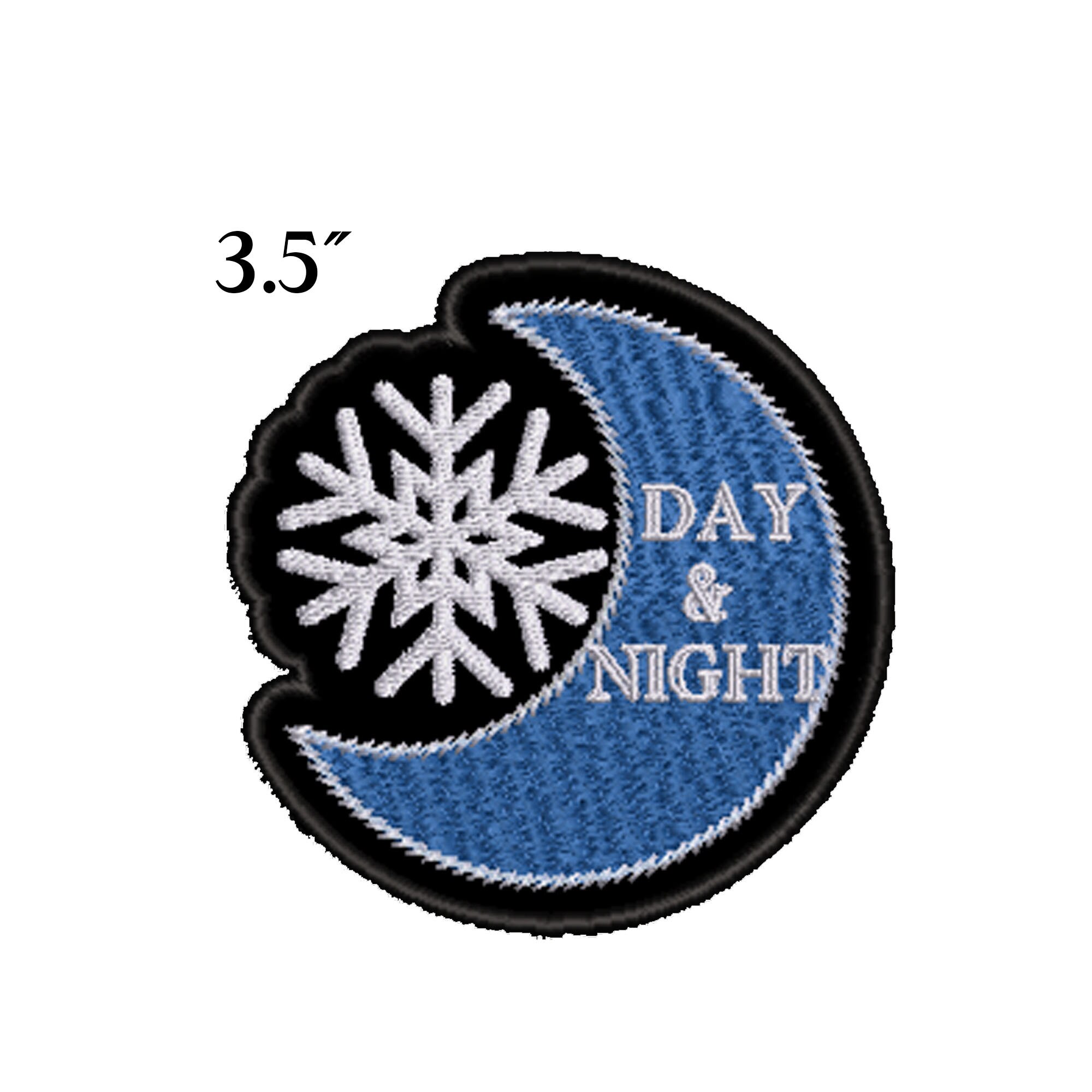 Moon Patch w/Day and Night Snow Flake Embroidered DIY Iron-on/Sew-on Applique Backpack Bag Vest Jacket Clothing Jeans Hats Gift Space Nature