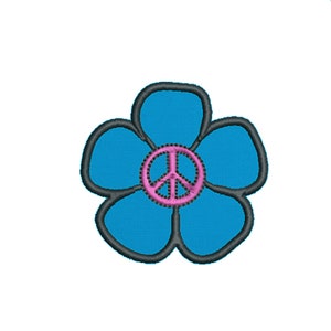 Daisy with Peace Sign Retro Embroidered Iron On Patch Hippie Woodstock flower Boho Fun Custom for Backpack Bags Vest Jacket Clothing Jeans