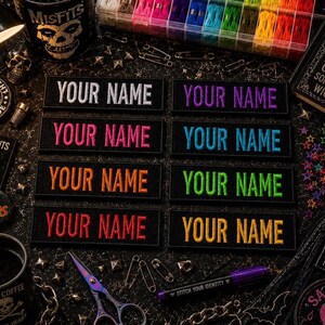 Custom Your Name Tag 5" W x 1.5" T Embroidered Iron On Patch Sew On for Uniform Luggage Costume Backpack Bag Vest Jacket Clothing Biker