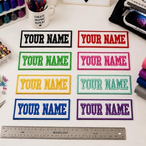 Custom Your Name Tag " YOUR NAME" Embroidered Iron On Patch Sew On for Uniform Luggage Costume Backpack Bag Vest Jacket Clothing Biker
