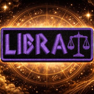 Libra Zodiac Sign Patch Embroidered DIY Iron-on/Sew-on DIY Applique Backpack Bag Vest Jacket Clothing Jean Astrology Sky Moon Stars