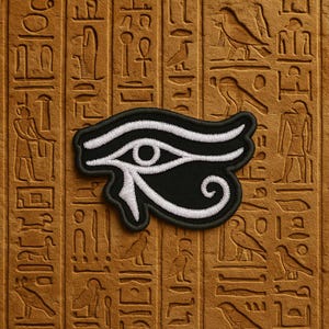 Eye of Horus Symbol Crest Embroidered Iron On Patch Wedjat Udjat Eye Well-being Healing Protection for Backpack Bags Vest Jacket Clothing