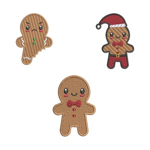 Cute Ginger Bread Man *3 PACK* Christmas Embroidered Iron On Patch Magic Holidays Fun Badge for Stockings Backpack Bags Vest Jacket Clothing