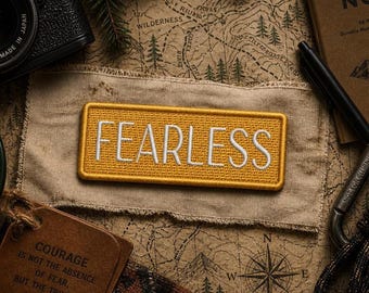 Fearless Patch/Iron-On Patch/Text Quotes/Embroidered Sew-On Applique for Clothing Vest/Jacket Hats Backpack