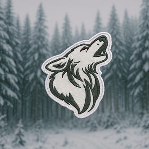 Howling Wolf Embroidered Iron On Patch Sew On Wildlife & Animals Nature Trail Hiking Mountains Forest for Backpack Bags Vest Jacket Clothing