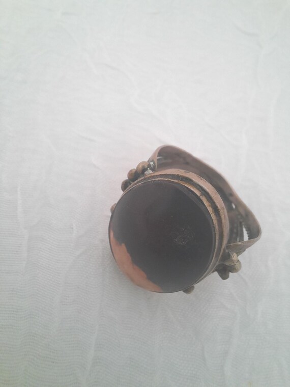 Vintage Boho Statement Adjustable Ring with Large… - image 3