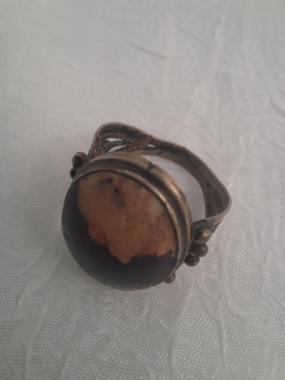Vintage Boho Statement Adjustable Ring with Large… - image 2