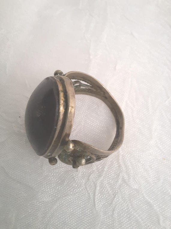 Vintage Boho Statement Adjustable Ring with Large… - image 5