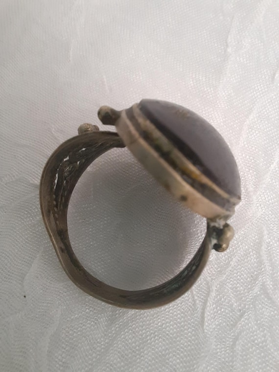 Vintage Boho Statement Adjustable Ring with Large… - image 4