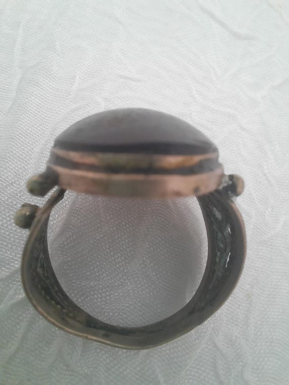 Vintage Boho Statement Adjustable Ring with Large… - image 7